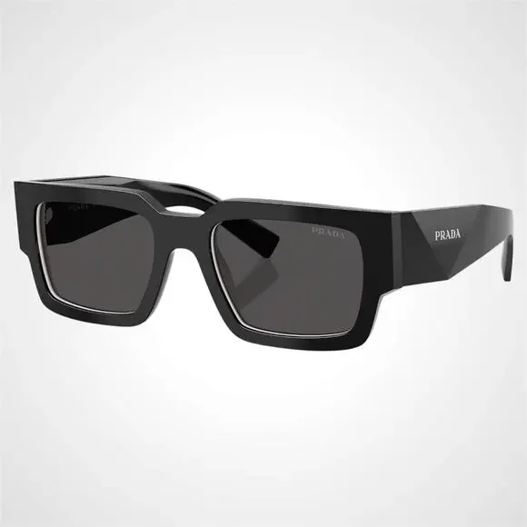NEW PRADA Sunglasses Black & Talc Rectangle Square Mens 54mm Prada - Picture 1 of 6